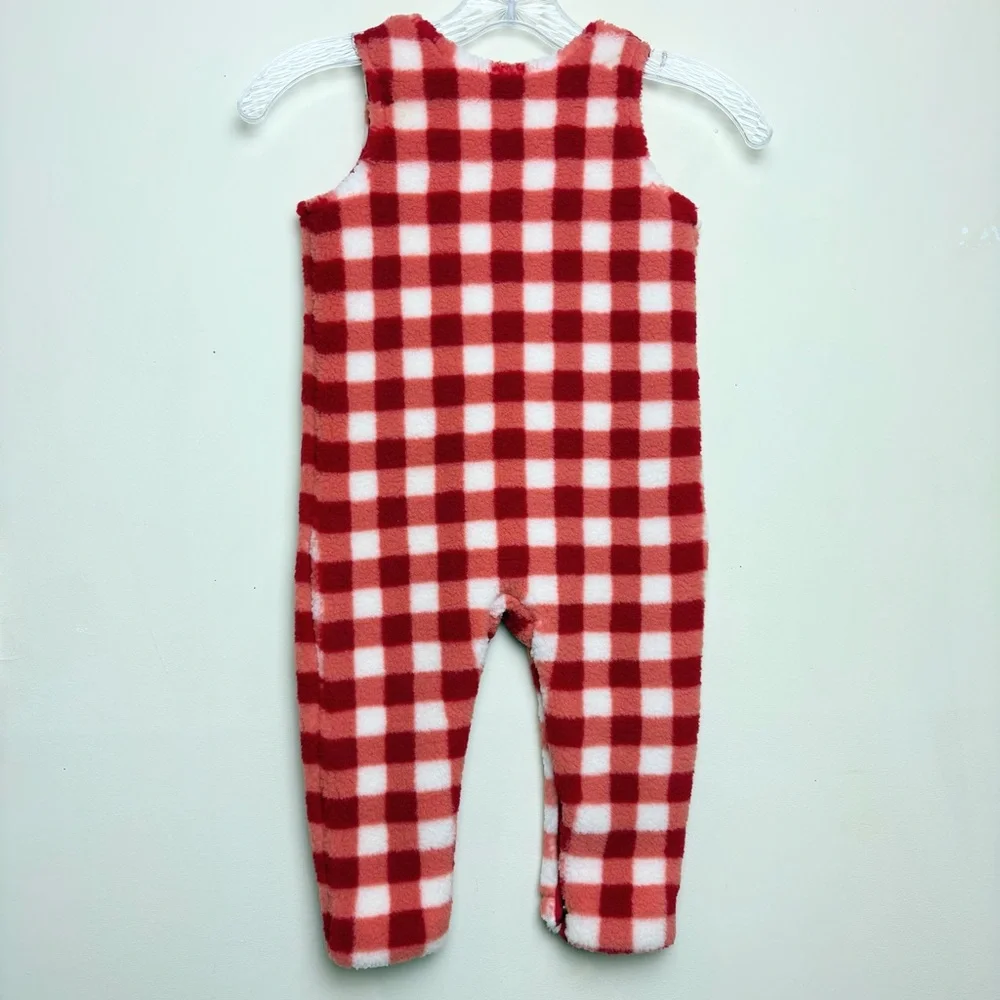 Hanna Andersson Red Buffalo Check Fleece Cozy Jumpsuit Baby Toddler Size 2T warm
